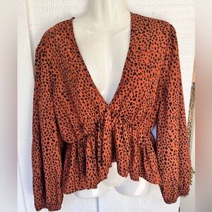 Shein Rust Colored polka dotted blouse 2XL